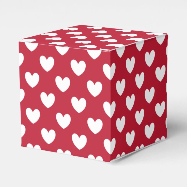 White and red polka hearts favour box (Front Side)