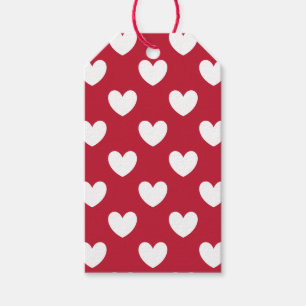 White and red polka hearts gift tags