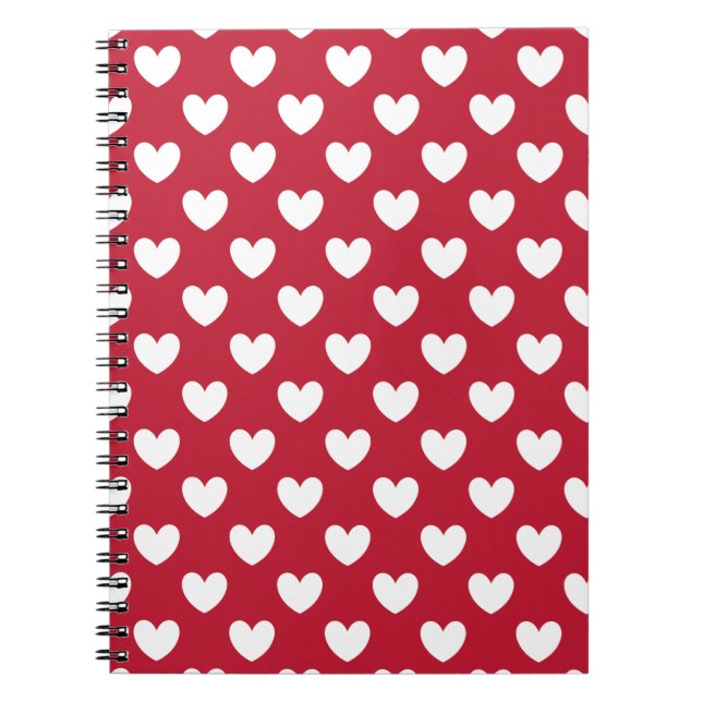 White and red polka hearts notebook (Front)