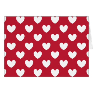White and red polka hearts Valentine's card