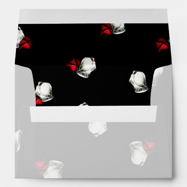 White and Red Roses on Black Background Envelope (Back (Bottom))