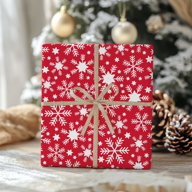 White and Red Snowflake Wrapping Paper (Creator Uploaded)