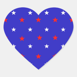 White and Red Stars - Starry Sky Pattern Heart Sticker
