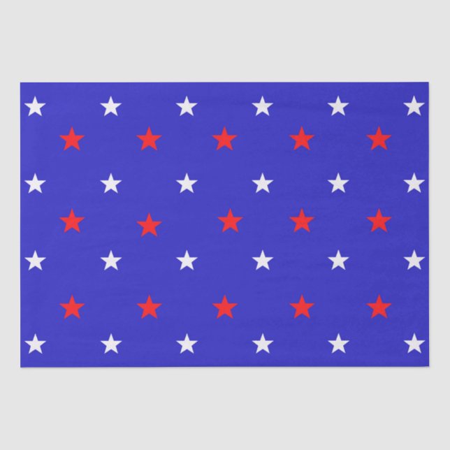 White and Red Stars - Starry Sky Pattern Tissue Paper (Front)
