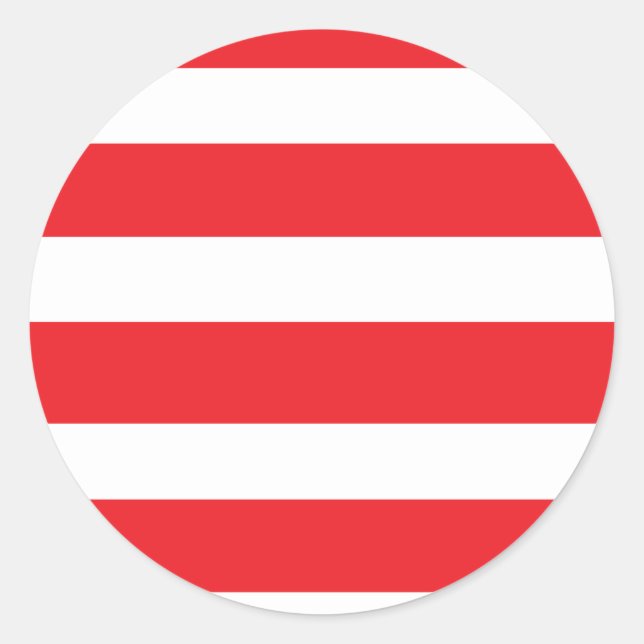 White and red striped classic round sticker (Front)