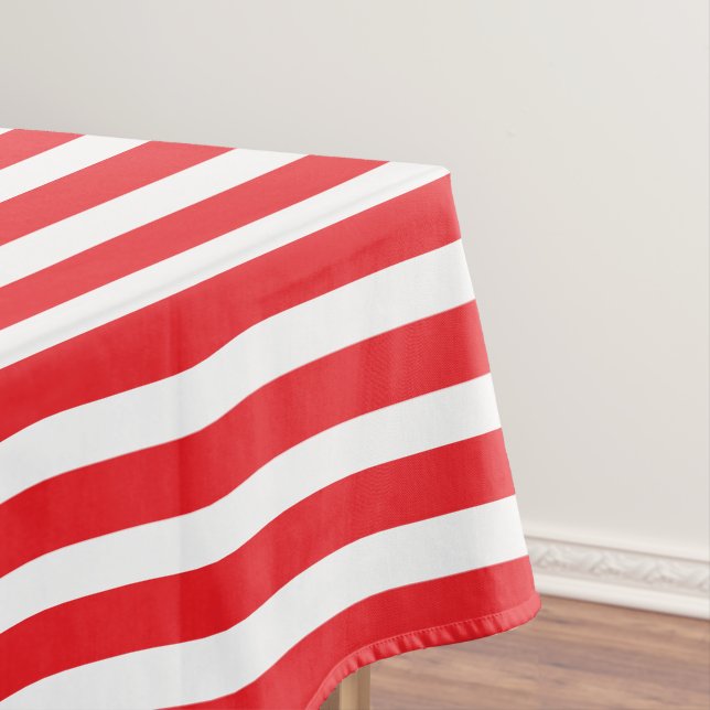 White and red striped tablecloth (In Situ)