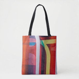 White and red textile tote bag