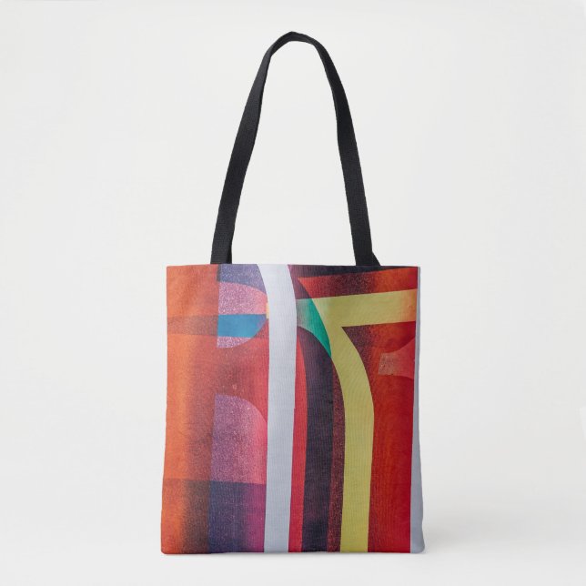 White and red textile tote bag (Front)