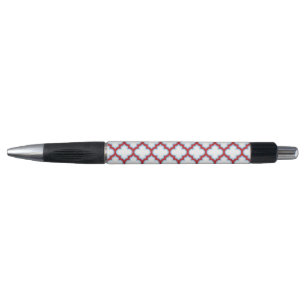 White and Red Trellis, Lattice, Quatrefoil