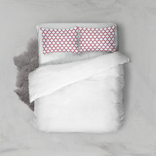 White and Red Trellis, Lattice, Quatrefoil Pillowcase