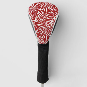 White And Red Tropical Leaf Repeating Pattern Golf Head Cover