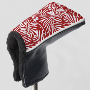 White And Red Tropical Leaf Repeating Pattern Golf Head Cover