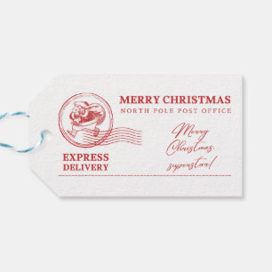 White And Red Vintage From Santa Claus Christmas Gift Tags