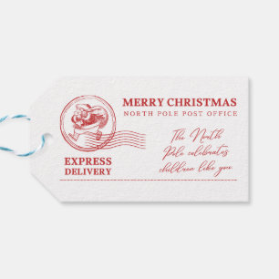 White And Red Vintage From Santa Claus Christmas Gift Tags
