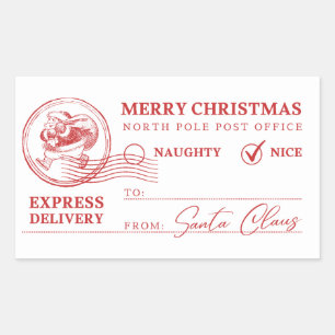 White And Red Vintage From Santa Claus Christmas  Rectangular Sticker