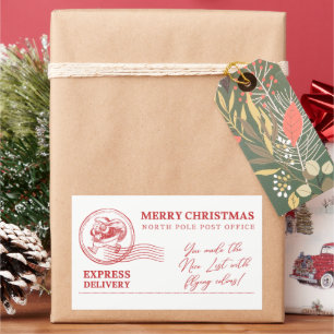 White and Red Vintage Santa Claus Merry Christmas  Rectangular Sticker