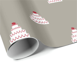 White and Red Wedding Cake on Aluminium Silver Wrapping Paper
