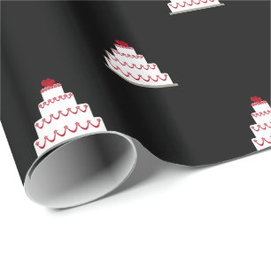 White and Red Wedding Cake on Black Wrapping Paper