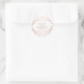White and Rose Gold Baby's Breath Wedding Classic Round Sticker (Bag)