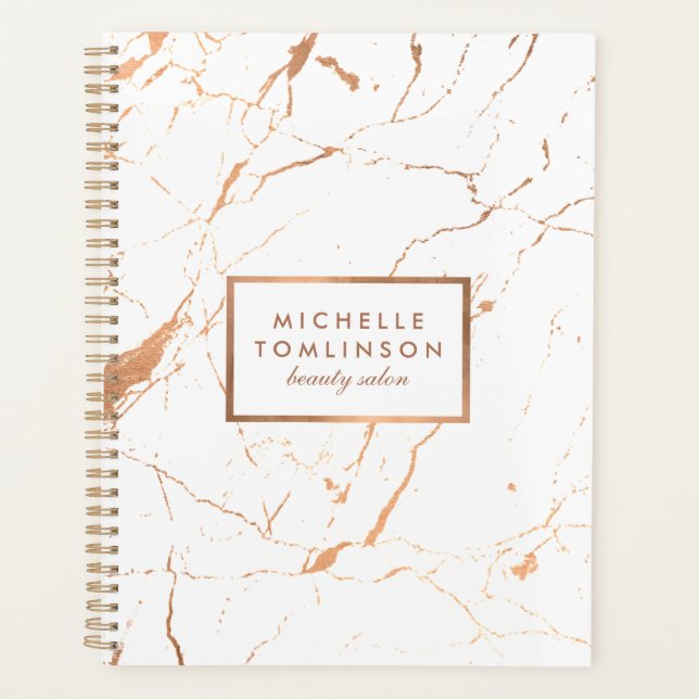 White and Rose Gold Marble Appointment Book Planner (Front)