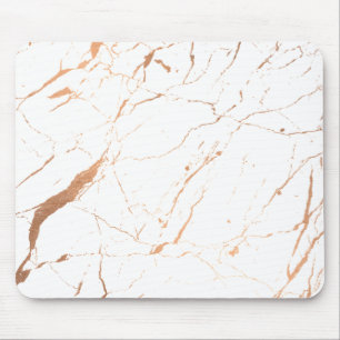 White and Rose Gold Marble Designer Mouse Mat