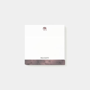 White and Rose Gold Marble Elephant & Border Post-it Notes