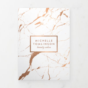 White and Rose Gold Marble Salon Brochure