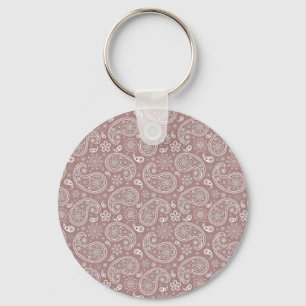 White and rose gold paisley key ring