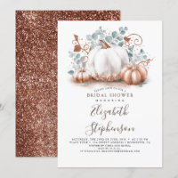 White and Rose Gold Pumpkins Fall Bridal Shower