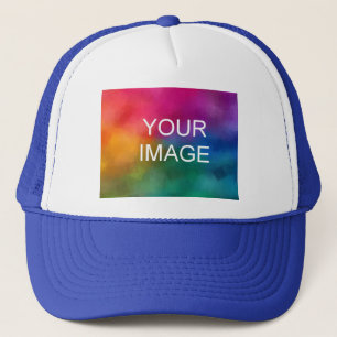 White And Royal Blue Elegant Modern Template Trucker Hat