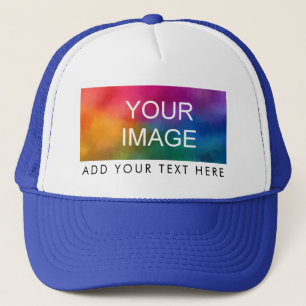 White And Royal Blue Elegant Modern Women's Men's  Trucker Hat
