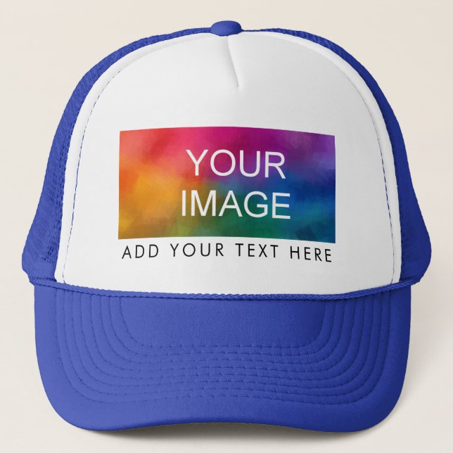 White And Royal Blue Elegant Modern Women's Men's  Trucker Hat (Front)