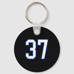 White And Royal Blue Number 37 Jersey Player Unifo Key Ring