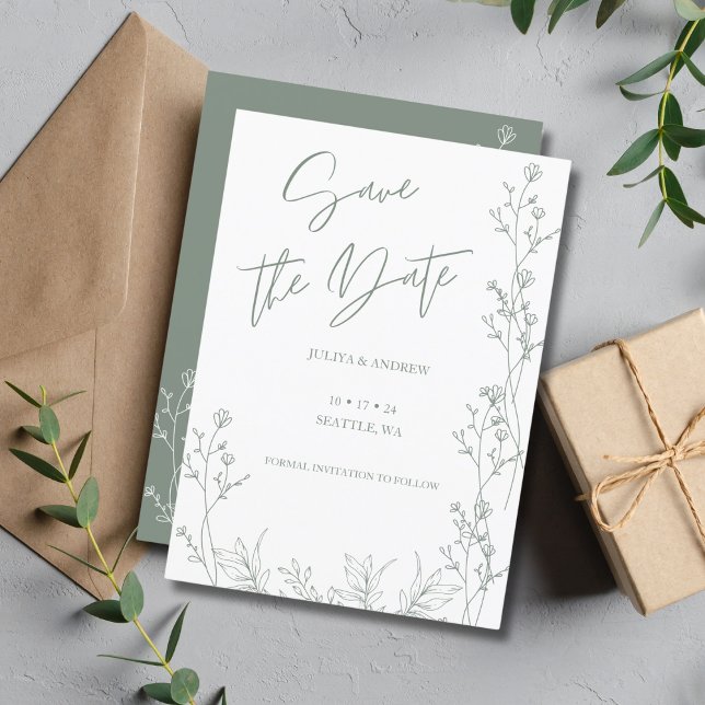 White and Saga green  wedding  Save The Date (Creator Uploaded)