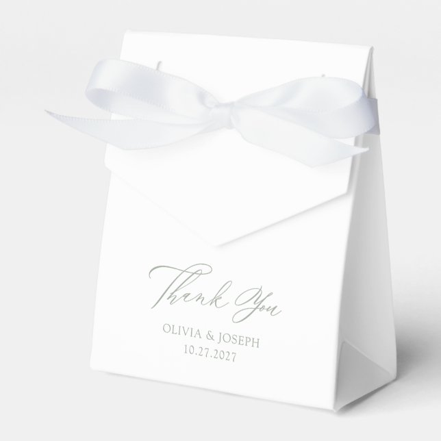 White and Sage Green | Classic Italian Wedding Favour Box (Front Side)