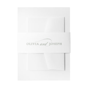 White and Sage Green Italian Elegance   Wedding Invitation Belly Band