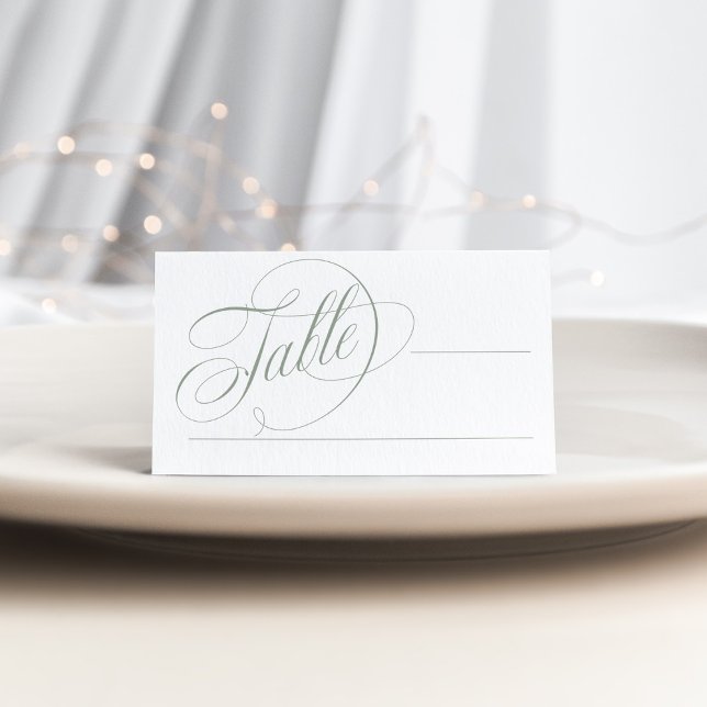 White and Sage Green | Italian Elegance Wedding Place Card (Creator Uploaded)