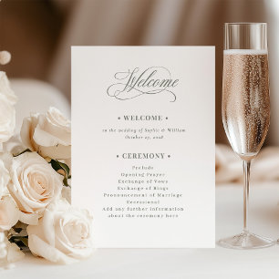 White and Sage Green Luxe Wedding Welcome Programme