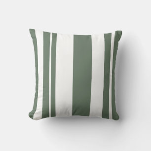 White and Sage Green Striped throw pillow