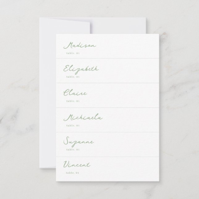 White and Sage Green Wedding Place Card DIY (Front)