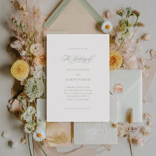 White and Sage Minimal Italian Elegance Wedding Invitation