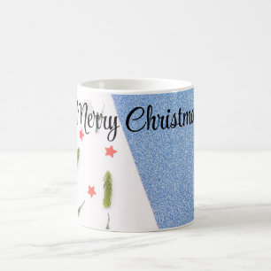 White and Shine Blue with Pine Tree, Star AndFlake Coffee Mug