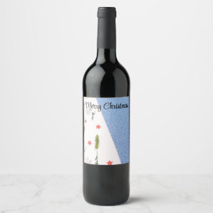 White and Shine Blue with Pine Tree, Star AndFlake Wine Label
