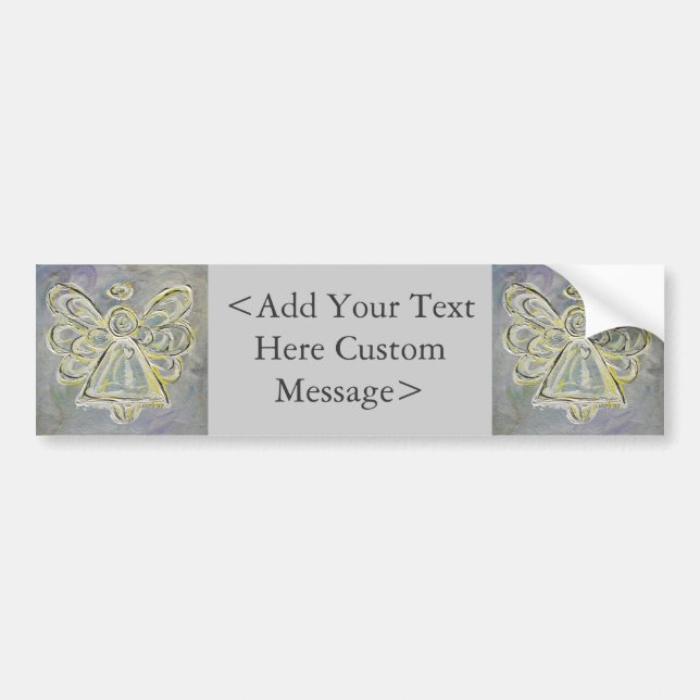 White and Silver Angel Bumper Sticker (Front)