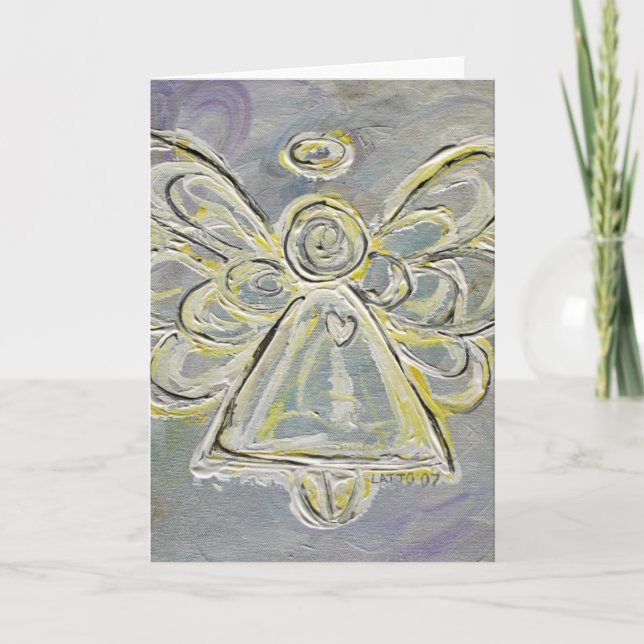 White and Silver Angel Greeting Card or Note Cards (Front)
