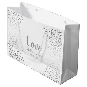 White and Silver Confetti Dots Large Gift Bag