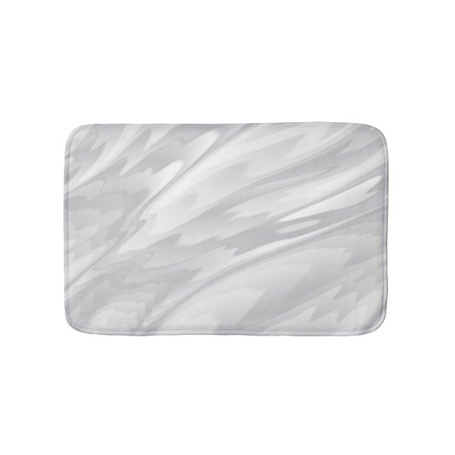 White and Silver Dust Silky Wave Pattern Bath Mat (Front)