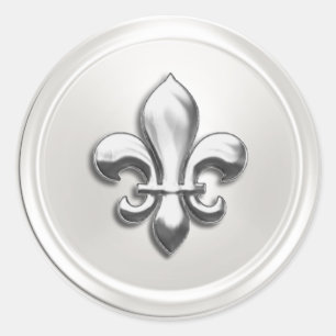 White and Silver Fleur de Lis Envelope Seal