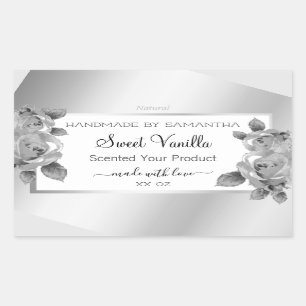 White and Silver Floral Product Packaging Labels