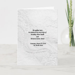 White and Silver Lace and Pearls on Satin Program Card